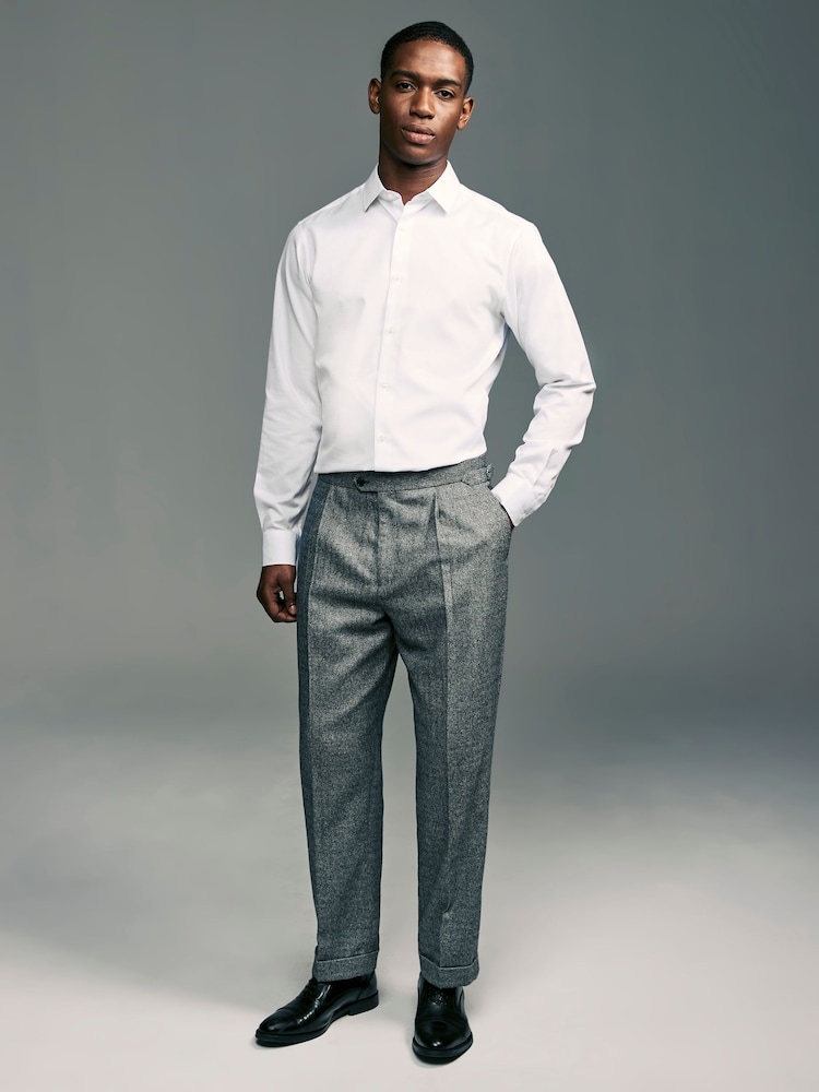 Blanc - Slim Fit (Slim Fit) - Chemises de nuit élégantes à bord unique texturé et d'entretien facile - Image 3 of 7