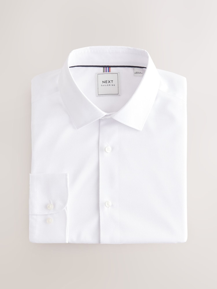 Blanc - Slim Fit (Slim Fit) - Chemises de nuit élégantes à bord unique texturé et d'entretien facile - Image 5 of 7