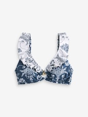 Laura Ashley Navy Josette Frill Plunge Bikini Top - Image 6 of 8