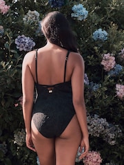 Laura Ashley Black Tummy Control Broderie Swimsuit - Image 2 of 9