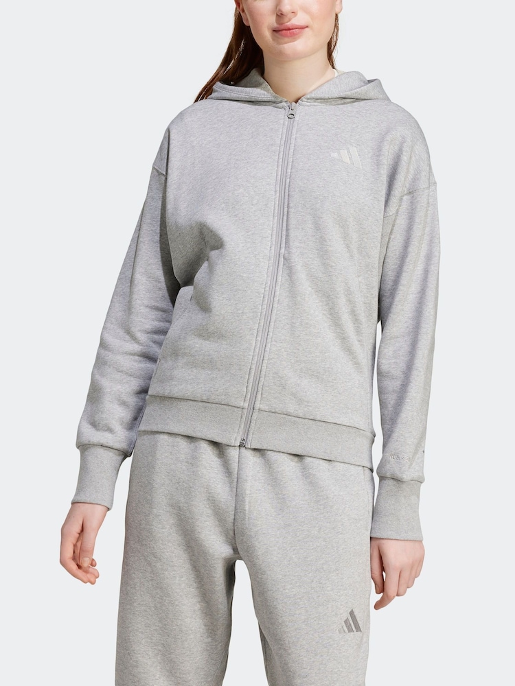 adidas Grey All SZN Full Zip Hoodie - Image 2 of 7