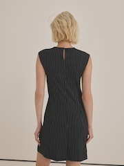 Black Pinstripe Mini Shift Dress - Image 4 of 8