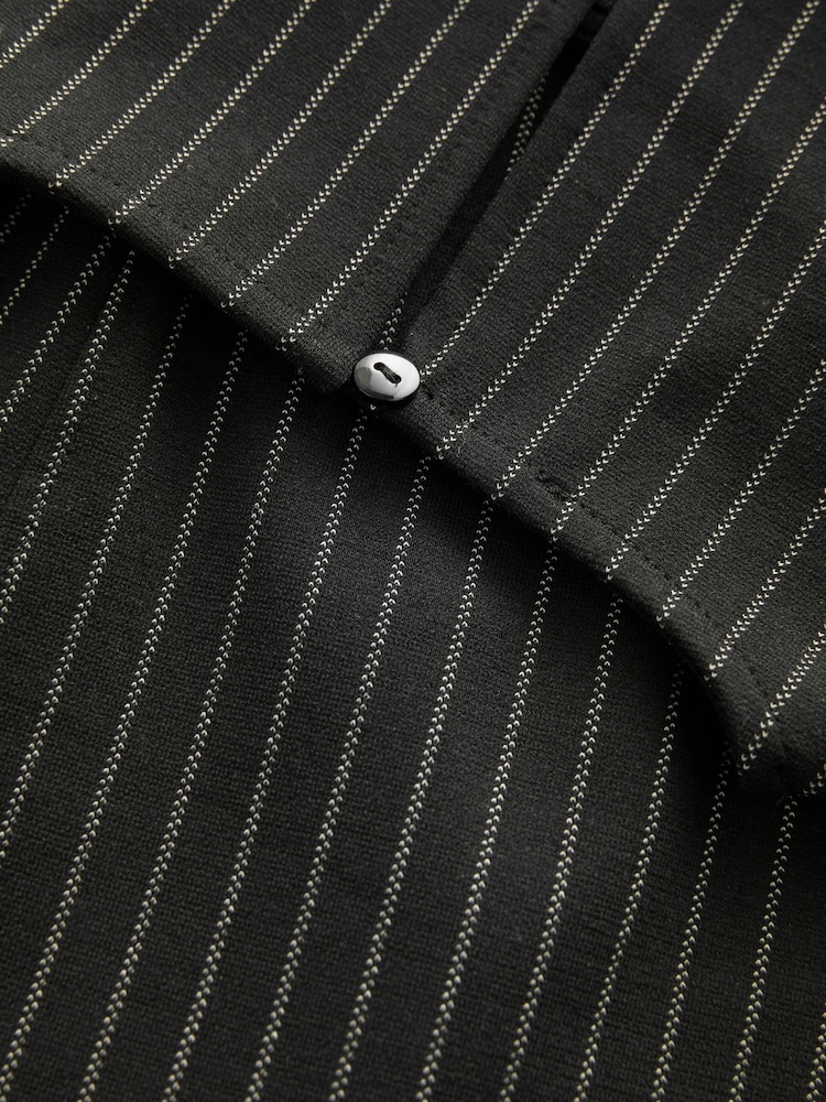Black Pinstripe Mini Shift Dress - Image 8 of 8