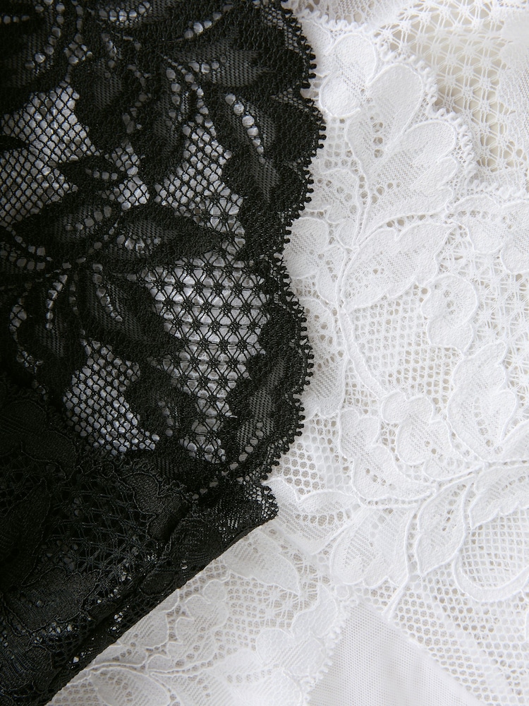 Black/White High Leg Lace Knickers 2 Pack - Image 6 of 6