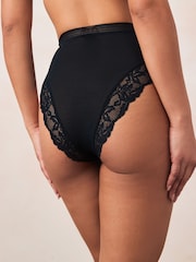 Black/Cream Lace High Leg Knickers 2 Pack - Image 3 of 10