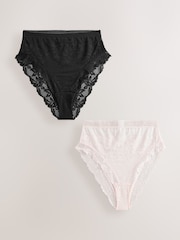 Black/Cream Lace High Leg Knickers 2 Pack - Image 6 of 10