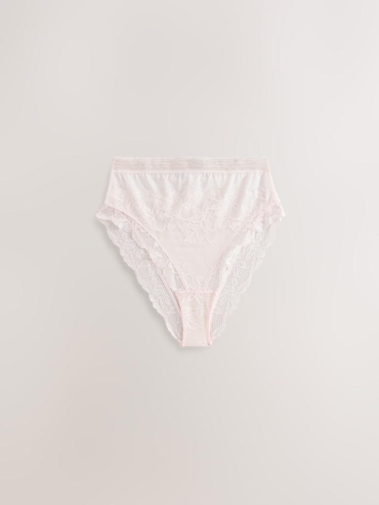 Black/Cream Lace High Leg Knickers 2 Pack - Image 8 of 10