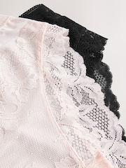 Black/Cream Lace High Leg Knickers 2 Pack - Image 9 of 10
