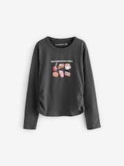 رمادي - Abercrombie & Fitch Pizza Graphic Long Sleeve Crew Neck T-Shirt - صورة 1 من 4
