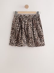 Leopard Print Linen Blend Shorts - Image 6 of 8