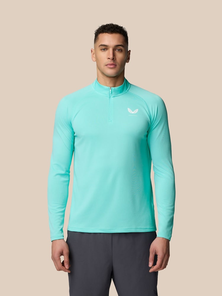 Castore Blue 1/4 Zip Long Sleeve Top - Image 1 of 6