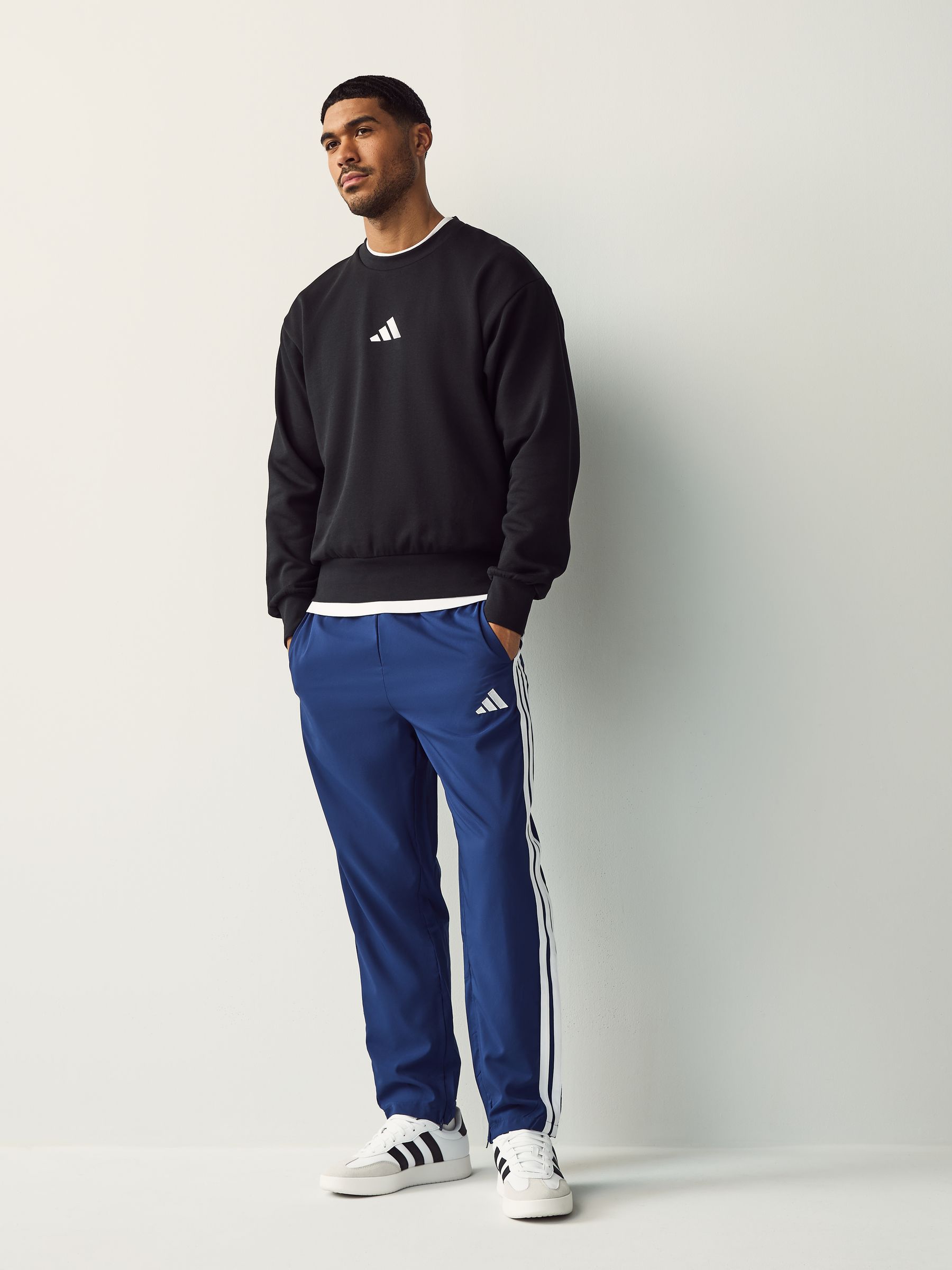 Buy adidas Blue Essentials Three Stripes Stanford Pants Open Hem