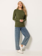 Long Tall Sally Green Knitted Crew Neck Jumper - Image 2 of 5