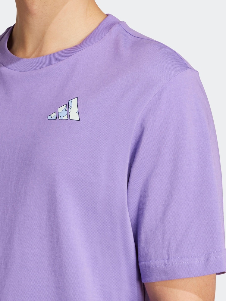 adidas Purple Earth Day Graphic 100% Cotton T-Shirt - Image 5 of 6