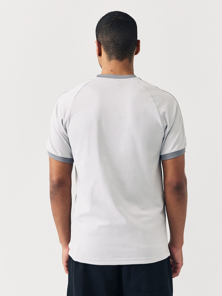 adidas Light Grey Adicolor Classics 3-Stripes 100% Cotton T-Shirt - Image 2 of 5