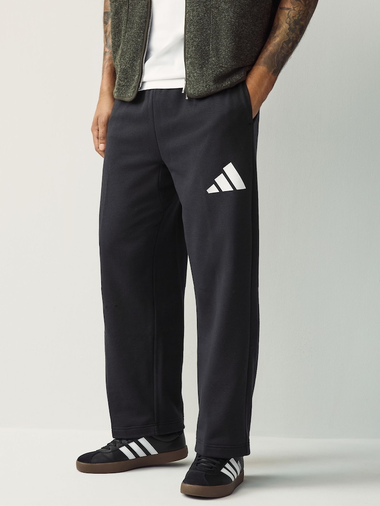 adidas Black Essentials Wide Leg 3 Bar Logo Joggers - Image 1 of 5