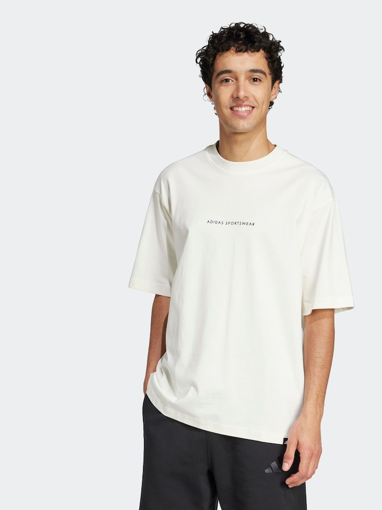 adidas White Codes Doodle Camp 100% Cotton Graphic T-Shirt - Image 1 of 7