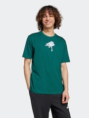 adidas Green Earth Day Graphic Print 100% Cotton T-Shirt - Image 1 of 6