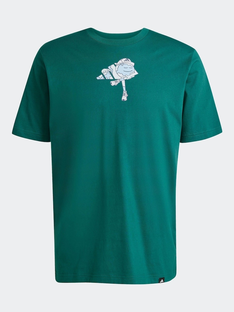 adidas Green Earth Day Graphic Print 100% Cotton T-Shirt - Image 6 of 6