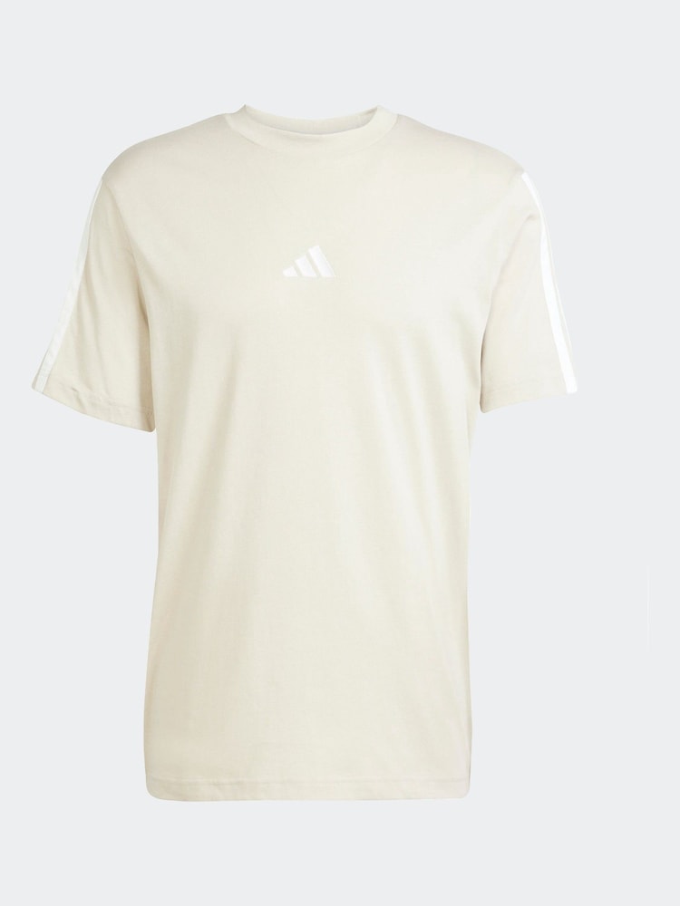 Белый - adidas Essentials 3-Stripes Single 100% Cotton Jersey T-Shirt - Image 6 of 6