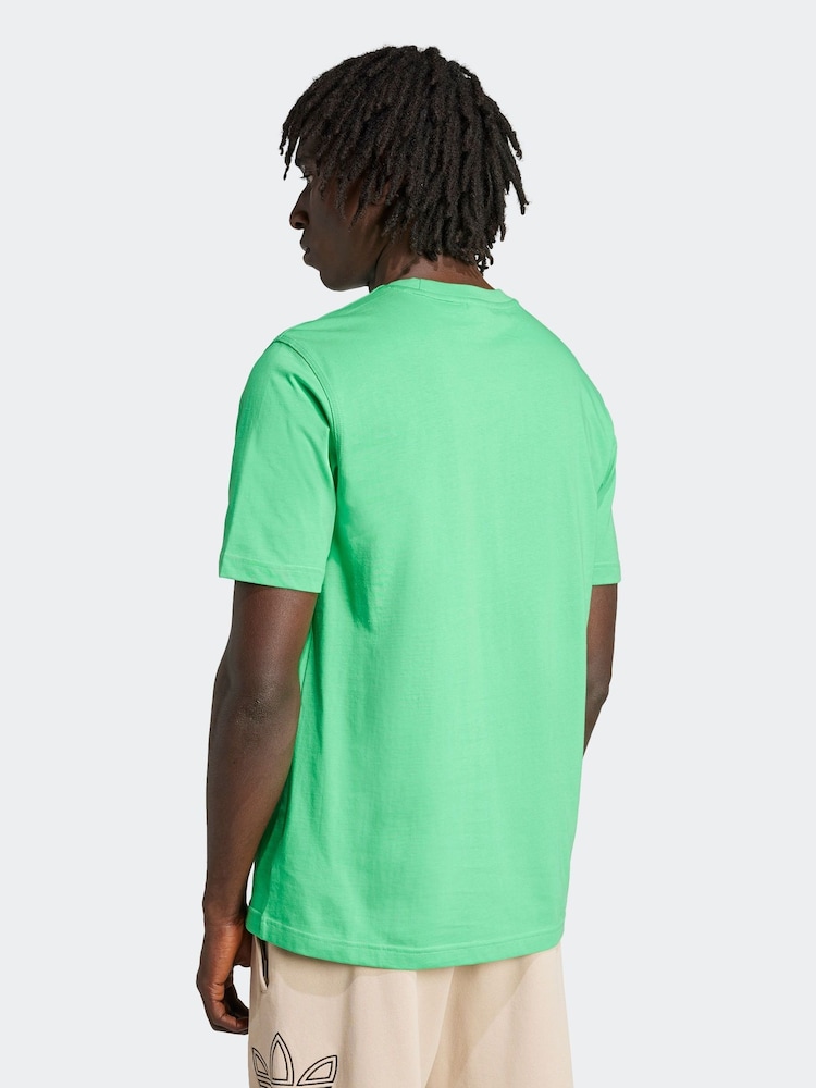 adidas Originals Green Trefoil Essentials 100% Cotton T-Shirt - Image 2 of 6 adidas Originals Green Trefoil Essentials 100% Cotton T-Shirt - Image 2 of 6