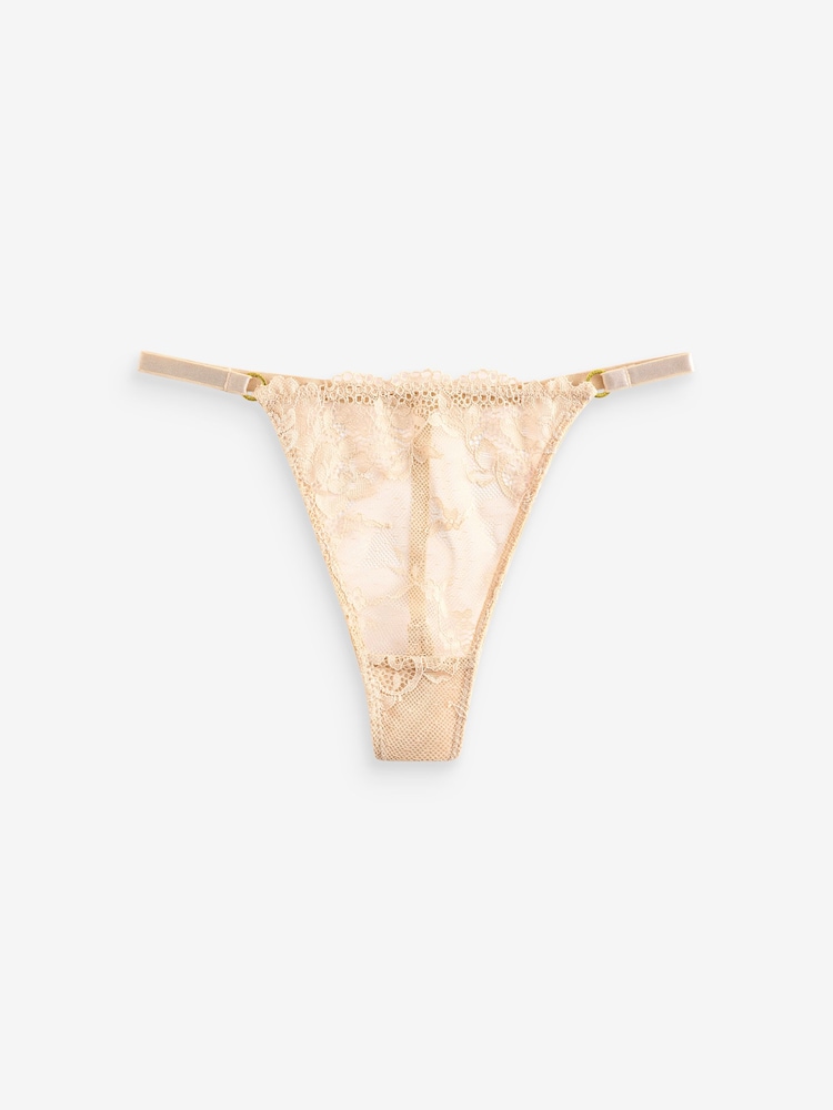 Boux Avenue Natural Cora 100% Cotton Scallop Lace Thong 5 Pack - Image 2 of 6