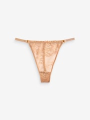 Boux Avenue Natural Cora 100% Cotton Scallop Lace Thong 5 Pack - Image 3 of 6
