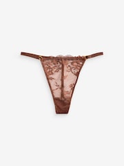 Boux Avenue Natural Cora 100% Cotton Scallop Lace Thong 5 Pack - Image 4 of 6