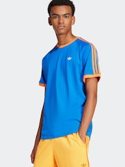 adidas Originals Blue Monogram Cali 100% Cotton T-Shirt - Image 1 of 6
