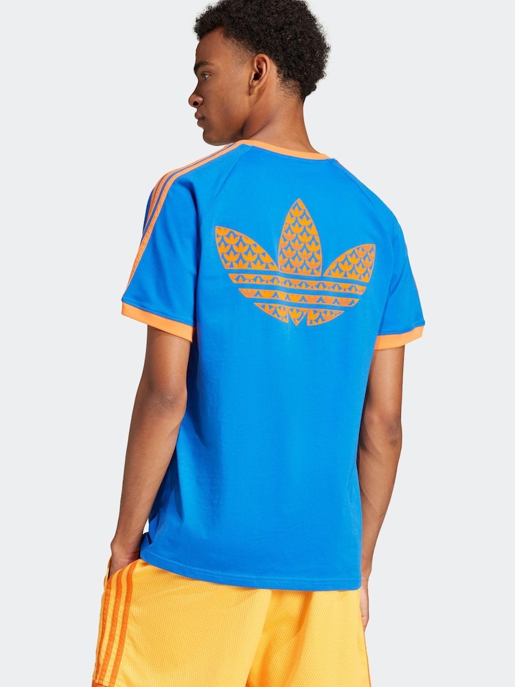 adidas Originals Blue Monogram Cali 100% Cotton T-Shirt - Image 2 of 6