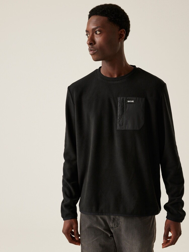 Regatta Black Mens Frankie Crew Micro Fleece Jumper - Image 1 of 6