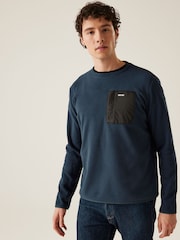 Regatta Blue Mens Frankie Crew Micro Fleece Jumper - Image 1 of 6