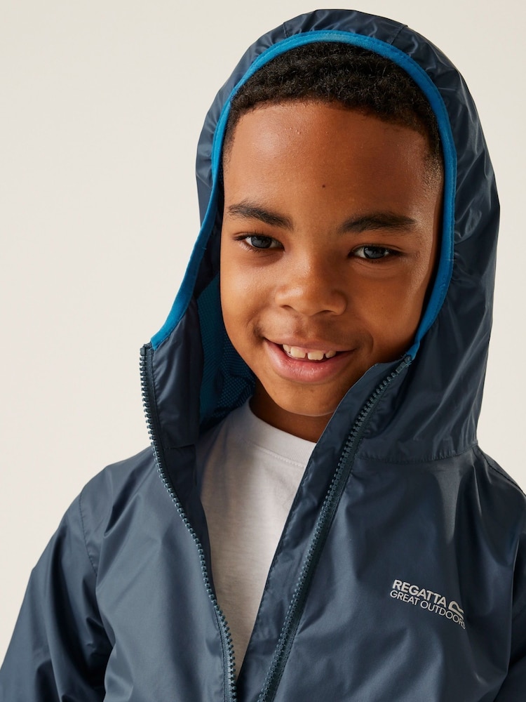 Regatta Blue Kids Lever II Waterproof Packaway Jacket - Image 4 of 10