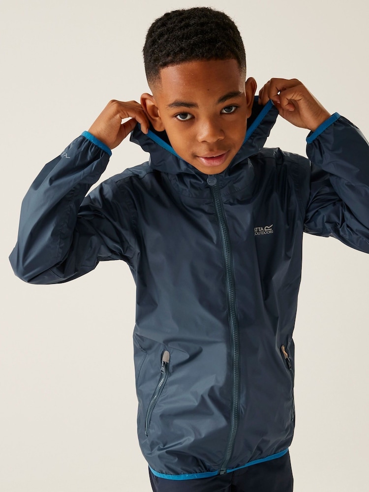 Regatta Blue Kids Lever II Waterproof Packaway Jacket - Image 5 of 10