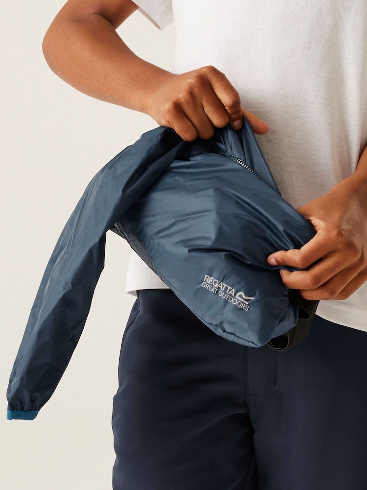 Regatta Blue Kids Lever II Waterproof Packaway Jacket - Image 6 of 10