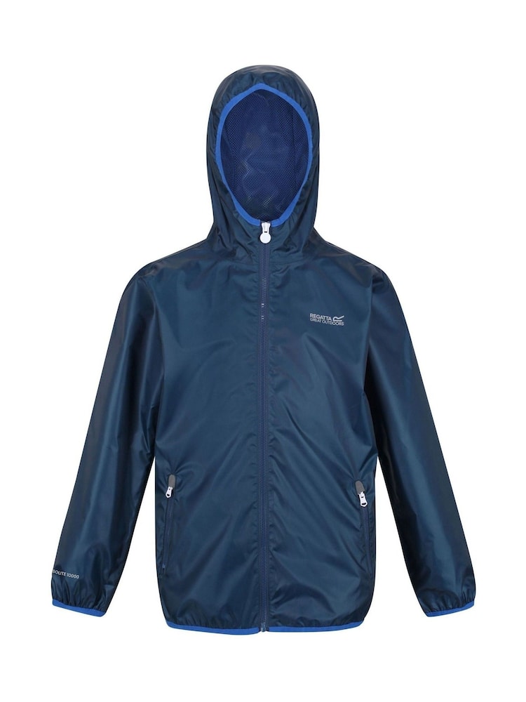 Regatta Blue Kids Lever II Waterproof Packaway Jacket - Image 7 of 10