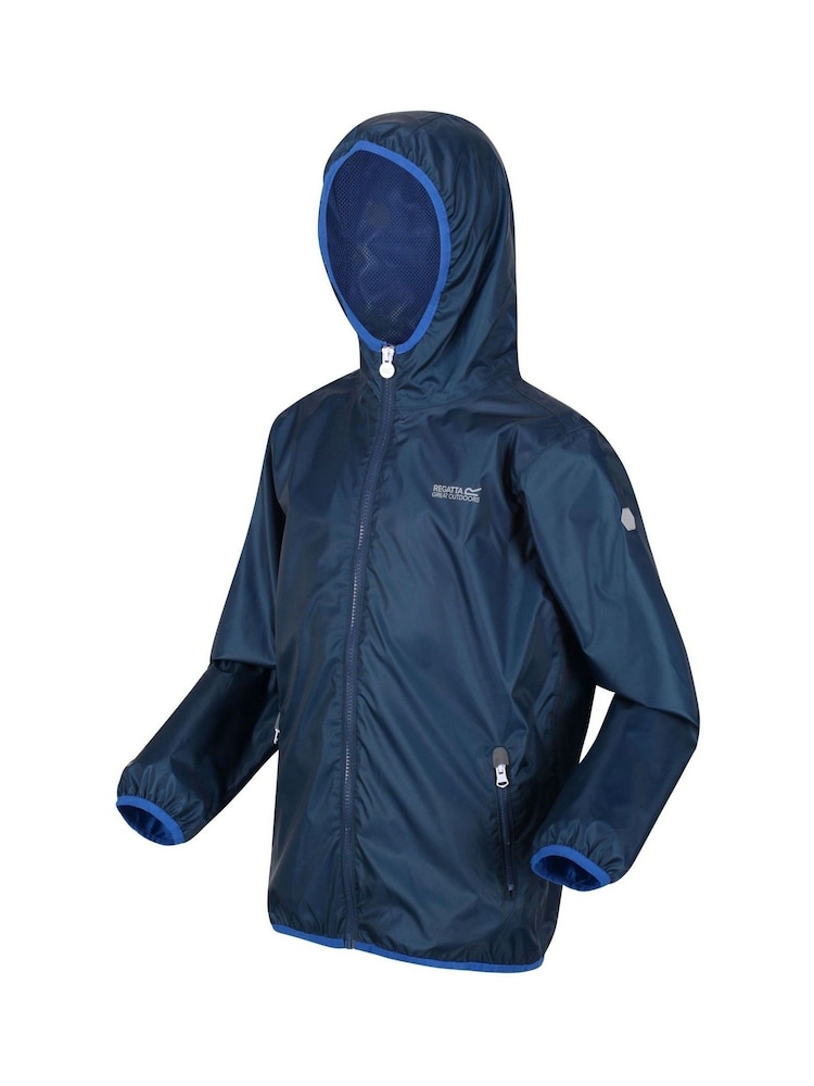 Regatta Blue Kids Lever II Waterproof Packaway Jacket - Image 9 of 10