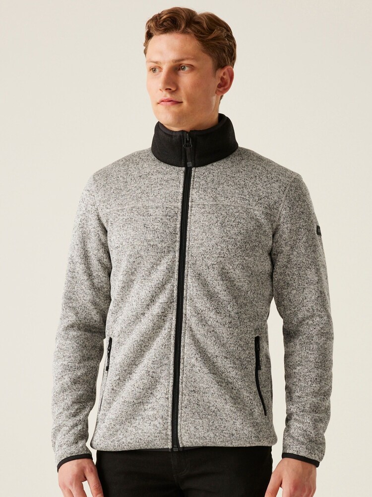 Regatta Grey Mens Branleigh Marl Knit-Effect Full Zip Fleece - Image 1 of 8