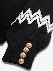 The Little Tailor Kids Button Trim Luxury Knit Christmas Black Jumper - Image 4 of 4