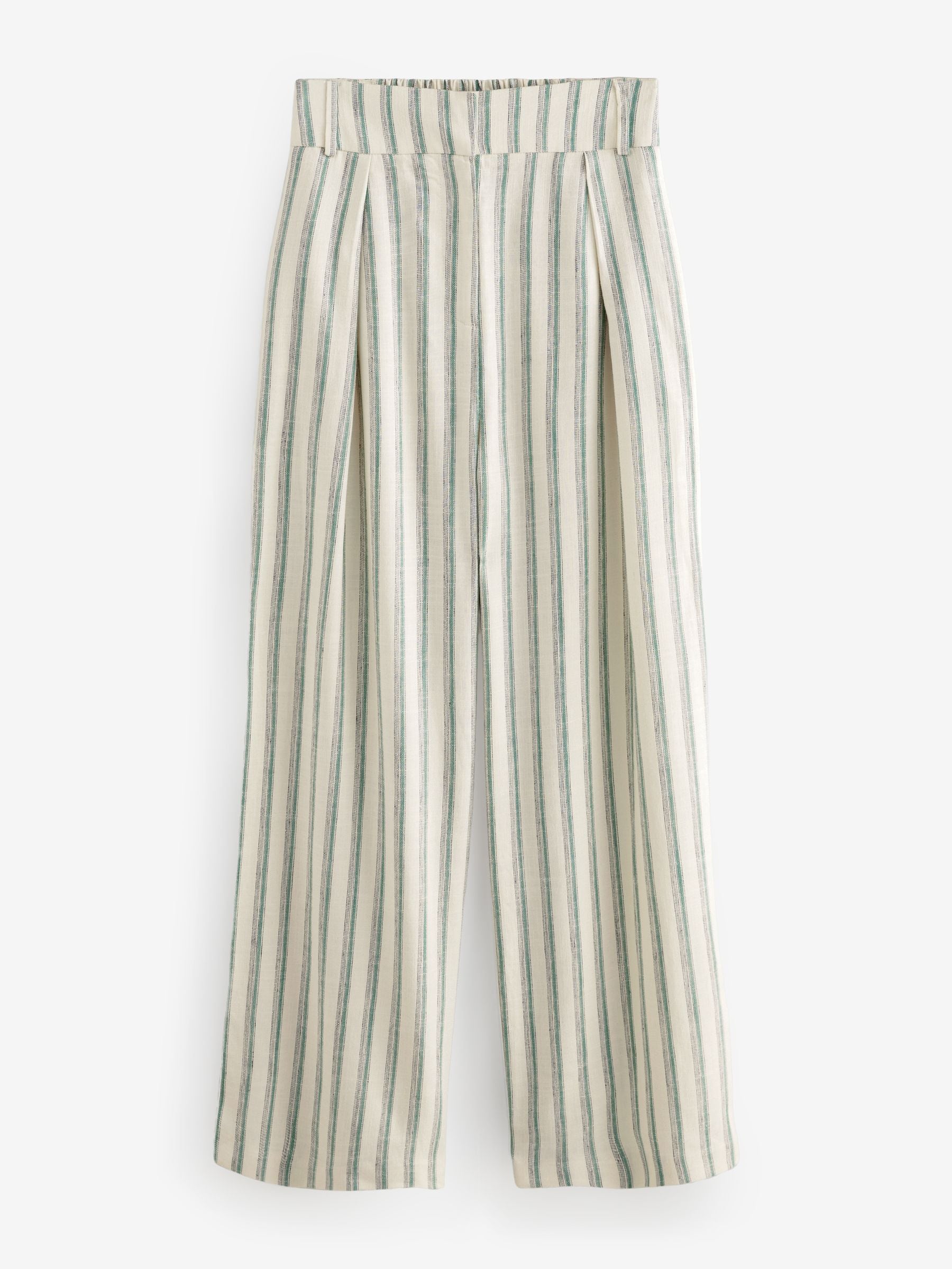 Buy Green/Ecru Striped Elastic Back Wide Leg Trousers With Buy Green/Ecru Striped Elastic Back Wide Leg Trousers With
