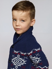 modra - Debela pletena božična jopica The Little Tailor Kids - Slika 2 iz 4