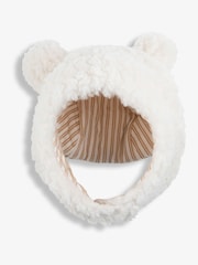 The Little Tailor Baby Cream Plush Chunky Sherpa Fleece Trapper Hat - Image 1 of 2