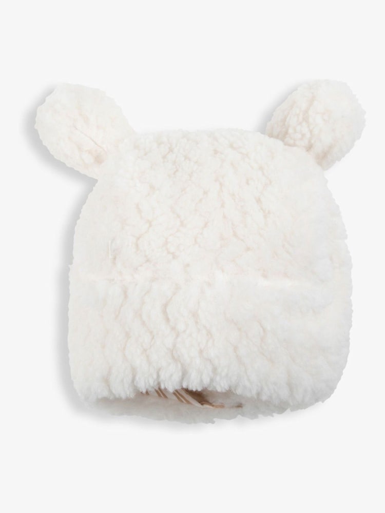 The Little Tailor Baby Cream Plush Chunky Sherpa Fleece Trapper Hat - Image 2 of 2