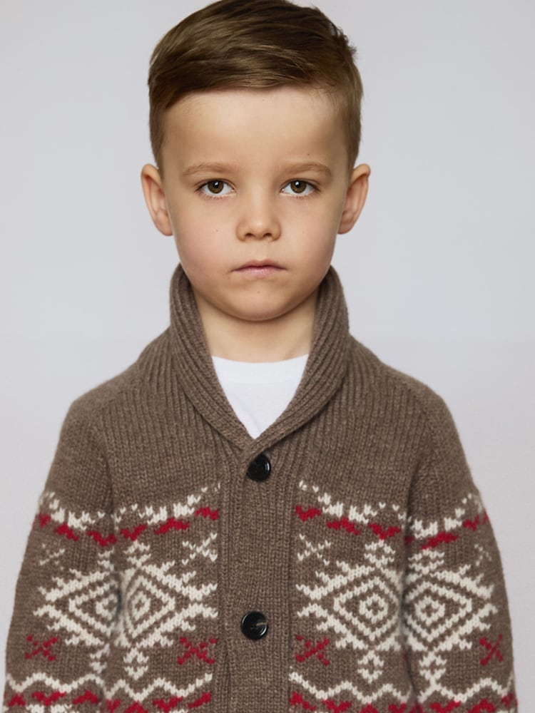 rjava - Debela pletena božična jopica The Little Tailor Kids - Slika 1 iz 4