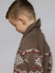 rjava - Debela pletena božična jopica The Little Tailor Kids - Slika 2 iz 4