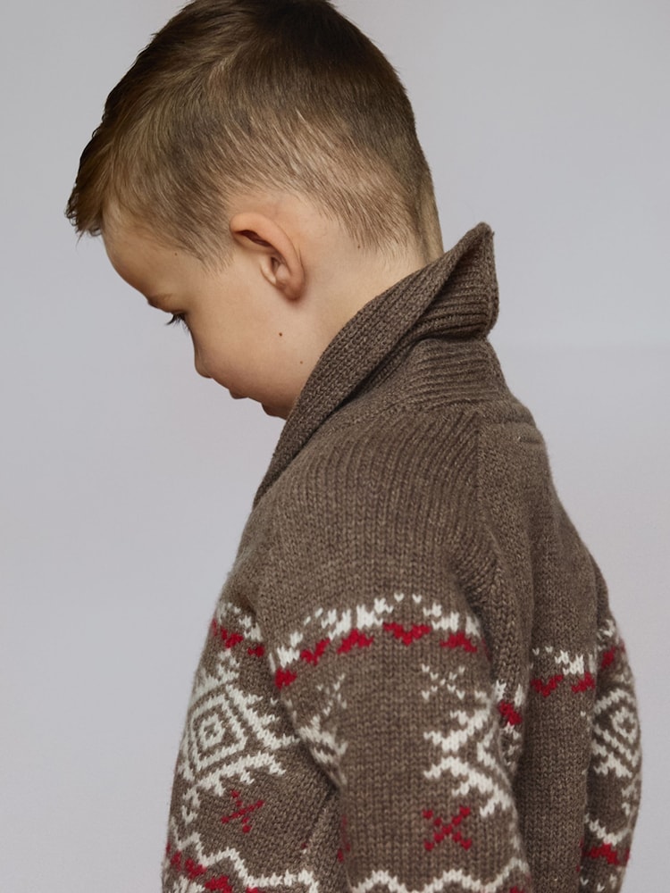 rjava - Debela pletena božična jopica The Little Tailor Kids - Slika 2 iz 4