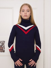 The Little Tailor Kids Blue Retro Sport Slim Fit Christmas Jumper - Image 1 of 5