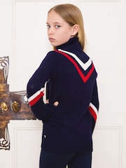 The Little Tailor Kids Blue Retro Sport Slim Fit Christmas Jumper - Image 2 of 5