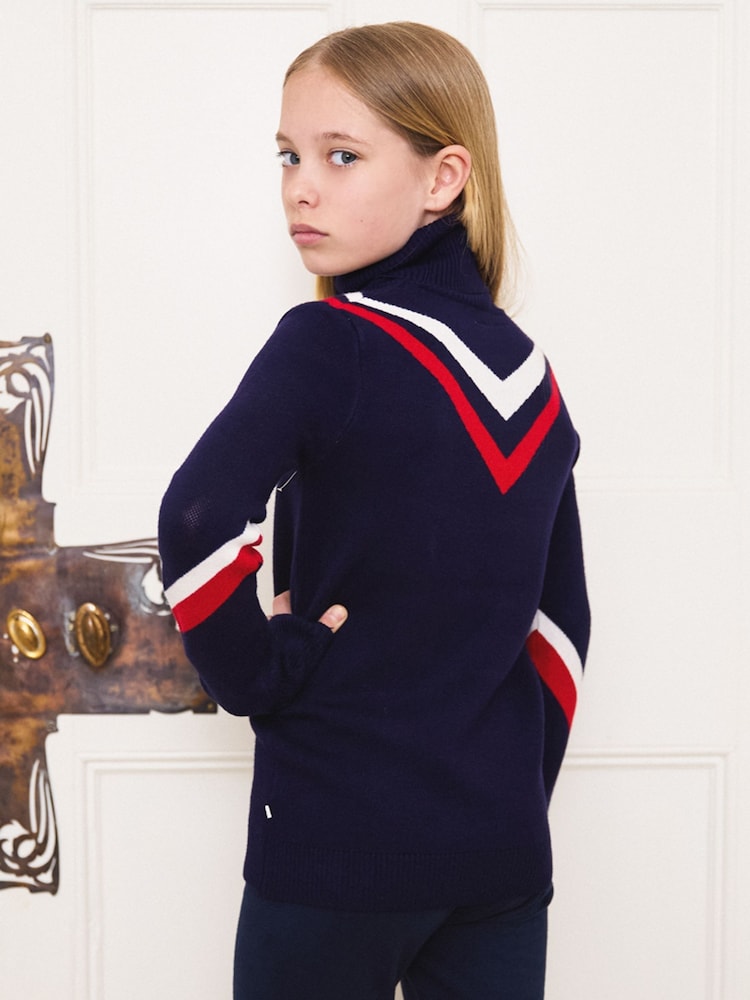 The Little Tailor Kids Blue Retro Sport Slim Fit Christmas Jumper - Image 2 of 5