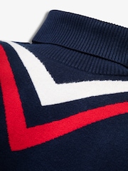 The Little Tailor Kids Blue Retro Sport Slim Fit Christmas Jumper - Image 4 of 5